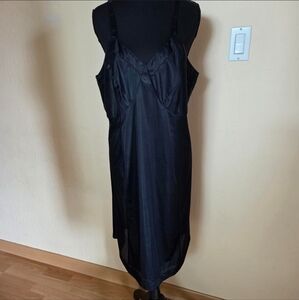 Vintage Black Sears Slip Dress Goth Glam Whimsigoth Size Tall 40